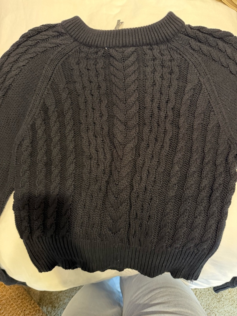 Anthropologie Black Cable-Knit Crewneck Sweater